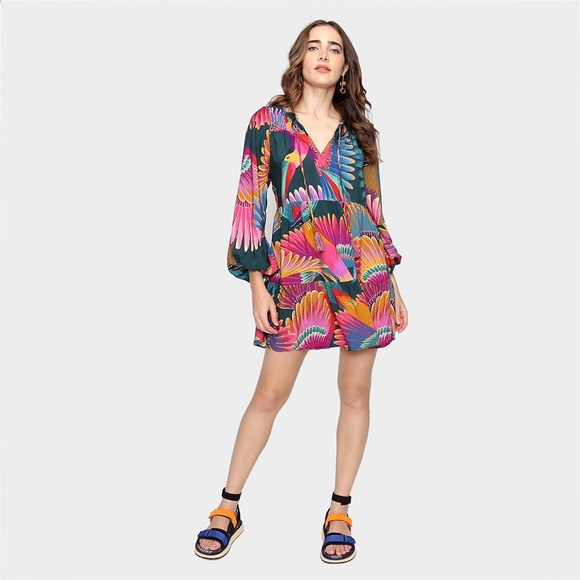 Farm Rio Toucan Print Mini Dress - Size S (Brazil Line 🇧🇷) - Picture 4 of 8